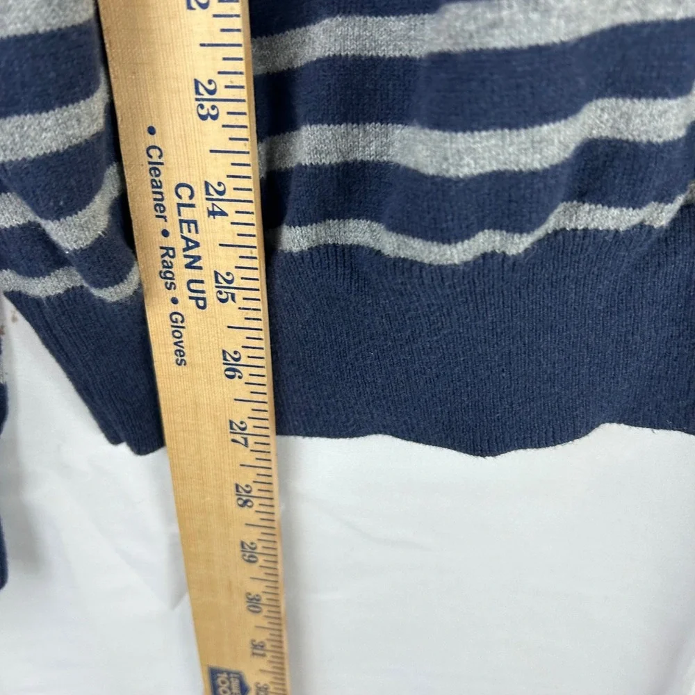 J‎ Crew Mens Striped Crewneck Sweater Cotton Cashmere Navy Grey Size L